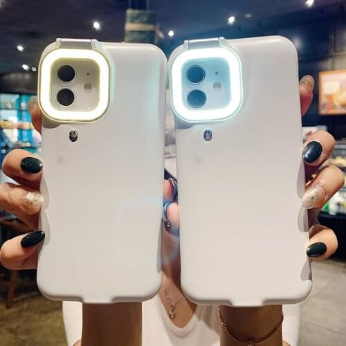 For iPhone 12 Pro Max Ring Light Flash Case LED Selfie Flashlight Cellphone Case Cover For iPhone 11 Pro X XS Max 7 8 Plus XR