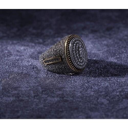 White Micro Zircon 925 Silver Arabic Special Craftmanship Traditional Handmade Turkish Signet Ring Jewelry Gift for Women Men