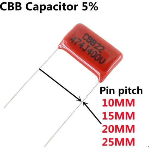 10pcs 400V CBB Capacitor 5% 224 474 334 394 474 564 684 754 824 103 223 333 473 683 104 154 105 125 205 155 175 185 0.1UF 1UF
