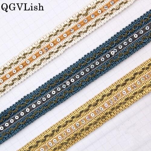 QGVLish 12M/lot 2.8cm Wide Sequins Curtain Lace Trims Belt Ribbons DIY Sewing Sofa Stage Tablecloth Clothing Edge Lace Trim