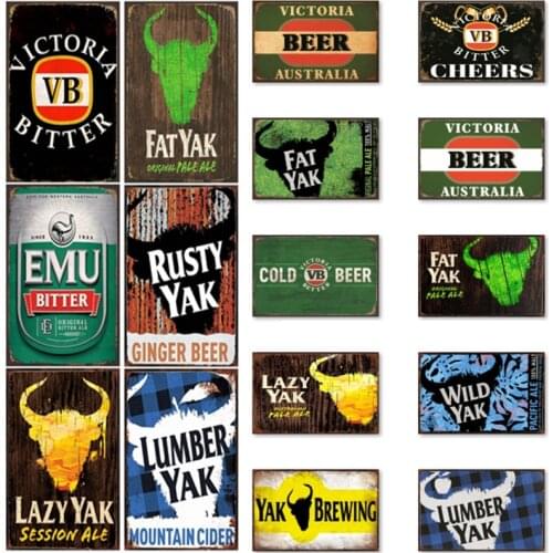 [ Mike86 ] Australia Beer VB Vitoria EMU Bitter Fat Lazy Yak Metal TIN SIGN Wall Posters Painting Bar Decor LTA-2011 20*30 CM