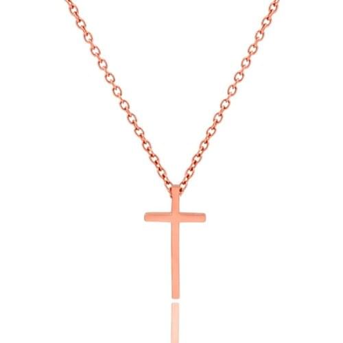 LEEKER fashion rose gold color cross pendant stainless steel necklace choker jewelry bijoux femme necklaces for women 307 K2