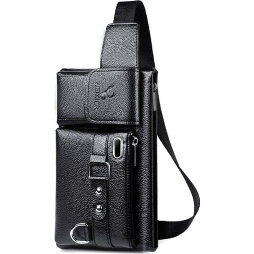 Chest Bags Waist Packs Men PU Leather Fanny Bag for Phone Pouch Sling Bag Messenger Bags Fanny Pack Male Waist Bag Beg for Men