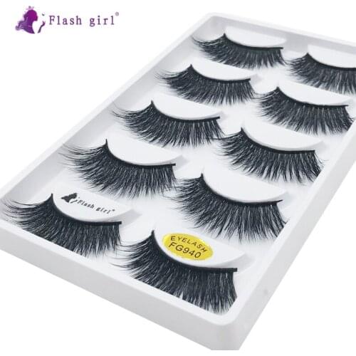 New Arrival 5 Pairs 3D Faux Mink Hair Eyelashes Natural Soft False Eyelashes Handmade Fake Lashes Makeup Extension
