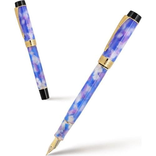 New Arrival Jinhao 100 Centennial Resin Fountain Pen Blue-Purple EF/F/M/Bent Nib Golden Clip Converter Ink Pen For Business Gift