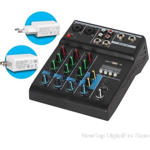 Professional Audio Mixer 4 Channels Bluetooth Sound Mixing Console for Karaoke Ju27 20 Dropship
