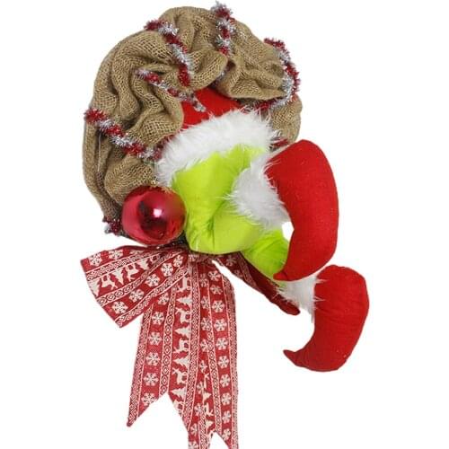 Christmas Thief Stole Christmas Burlap Wreath Christmas Decorations Exquisite Santa Claus Wreath For Living Room Wall Window