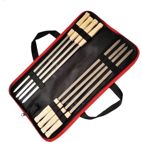 8Pcs Kabob Skewers with Wood Handle, Stainless Steel Reusable BBQ Skewers for Grilling,Barbecue Metal Skewers with Bag