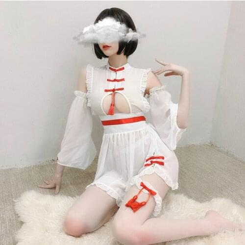 Sexy Lingerie Maid Cosplay Costumes Perspective Classical Erotic Lace Outfit SM Porno Suit Women
