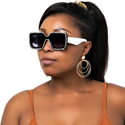 Vintage Square Stripe Sunglasses Women Brand Designer Oversized Sun Glasses Men Shades Large Black UV400 Fashion Eyewear