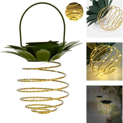 Solar Garden Lights Pineapple Shape Outdoor Solar Hanging Light Waterproof Wall Lamp Fairy Night Lights Iron Wire Art Home Decor