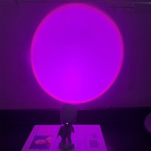 Led Night Light USB Rainbow Sunset Projector Light Coffee Shop 360 Degree Rotating Atmosphere Lamp Background Bedroom Wall Decor