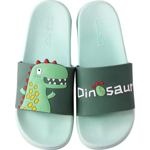 Female Slippers Summer Animal Dinosaur Cute Men Women Couple Flats Indoor Bathroom Non-Slip Beach Soft Bottom Womens Slippers