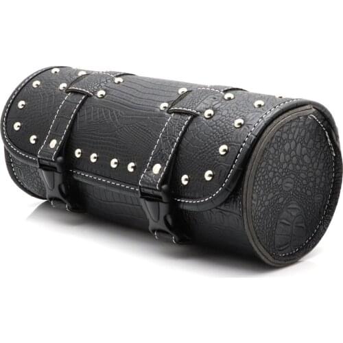Universal Motorcycle Roll Barrel Tail Barrel Black fashion crocodile pattern Tool Bag Roll Barrel Racing Tail Barrel Saddlebag