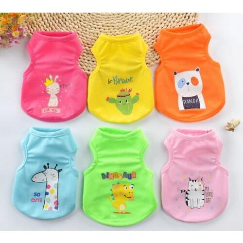 Spring Dog Clothes Vest Cartoon Style Pet Puppies Cat Shirt Small Dog Chihuahua Pomeranian Summer Cool Breathable Clothing