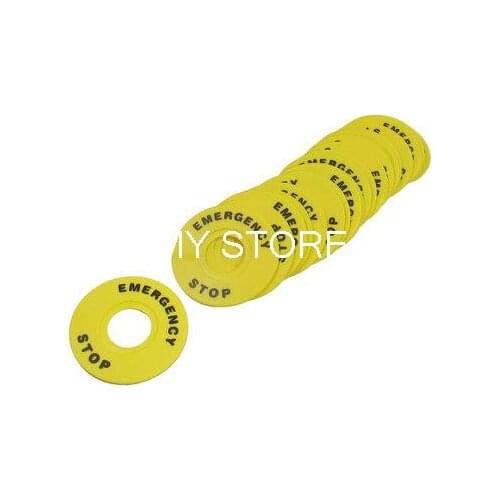 60mm Outer Diameter 22mm ID Yellow Push Button Switch Accessory Emergency Stop Warning Legend Mark Sign Round Ring Plate