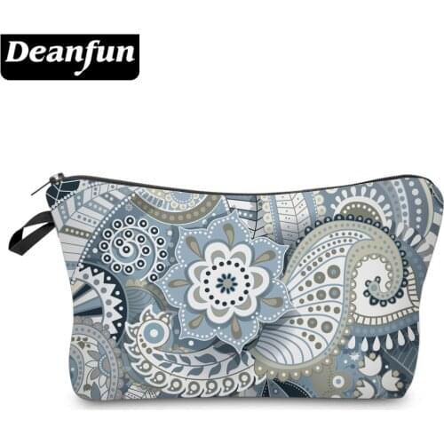 Deanfun Gray Mandala Flower Small Cosmetic Bag 3D Printed Waterproof Polyester Makeup For Women 51559