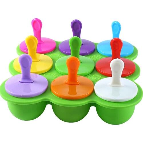 Ice Lolly Mould 9 Holes Reusable Round Silicone Mold Food Making Tool Popsicle Molds With Lid DIY Ice Lolly Mold