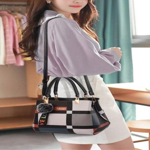 Womens Shoulder Bags PU Leather Handbags Plaid Print TOP-handle Bag Luxury Fashion Crossbody Bags For Ladies