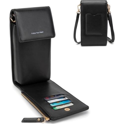 Women Soild Cover Shoulder Pu Leather Small Tote Handbas Case Wallet Mini Crossbody Phone Bag with Credit Card Slot