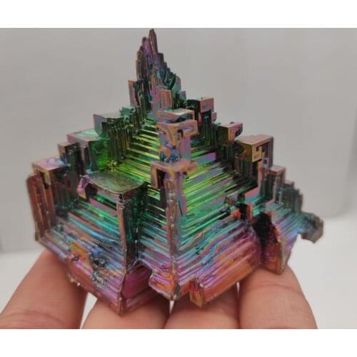 1pcs 100% Natural Metal Quartz Pyramid Bismuth ore Quartz Gemstone Reiki Healing Stone Home Decoration Raw Crystals