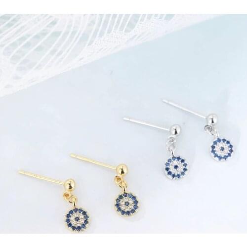 14K Yellow Gold Blue Diamond Earring for Women Trendy Gemstone Garnet Drop Earring Orecchini Girls Office/career Fine Jewelry