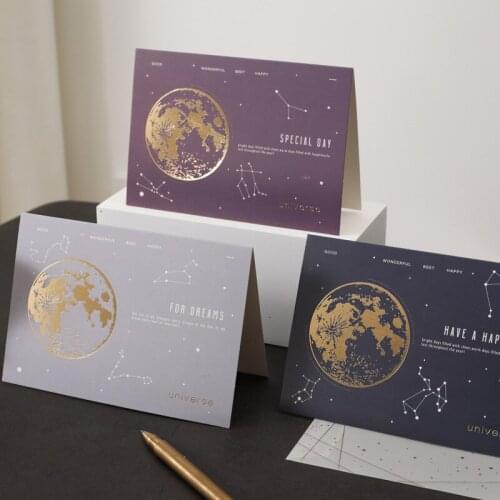 2Set Starry Sky Planet Greeting Card Letter Pad Paper Envelope Thank You Text Byte Invitations Postcard Birthday Card Packaging