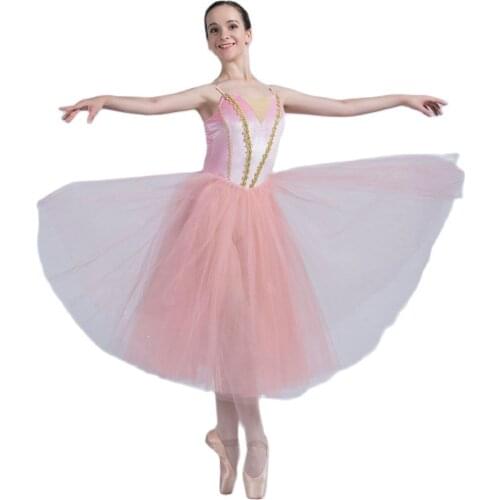 All For Dance Pink Velvet Top Bodice 360° Tulle Ballet Dress For Ballet Girls&Women Show Ballet Performance Wear