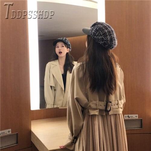2020 Autumn Winter New Loose Chic Women Trench Coat Korean Pleated Style Female Overcoat
