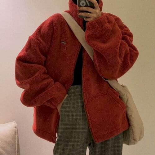 2021 Winter Cotton Jacket Korean Students Loose Large Size Imitation Lamb Wool Stitching Fake Two Piece Hooded Thick Cotton Coat