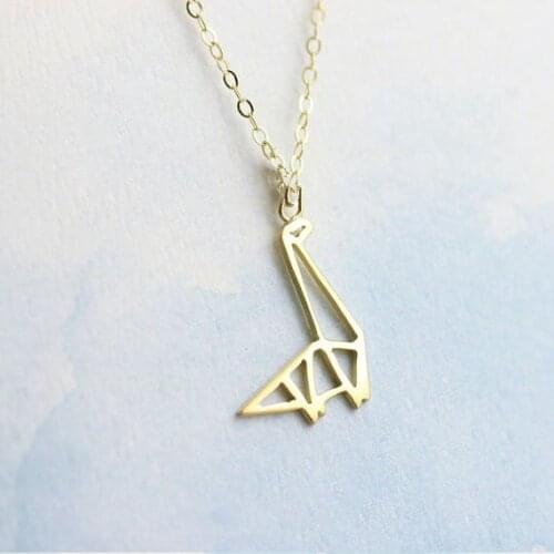 30PCS Simple Paper Origami Dinosaur Necklace Cute Modern Minimalist Jurassic Movie Animal Dragon Tanystropheus Chain Necklaces