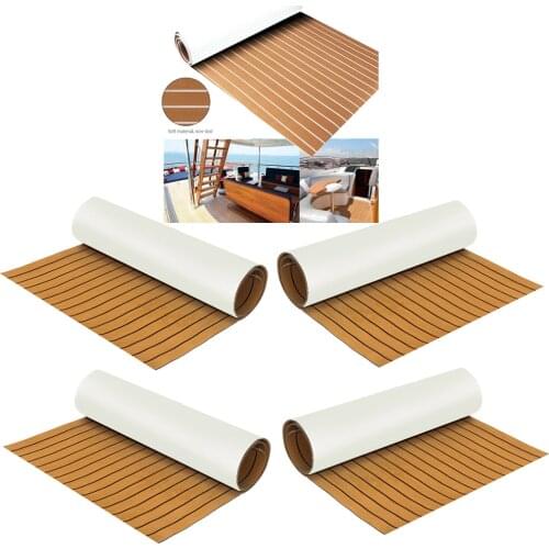 4pcs Marine Floor Synthetic Teak EVA Foam Decking Sheet Light Brown