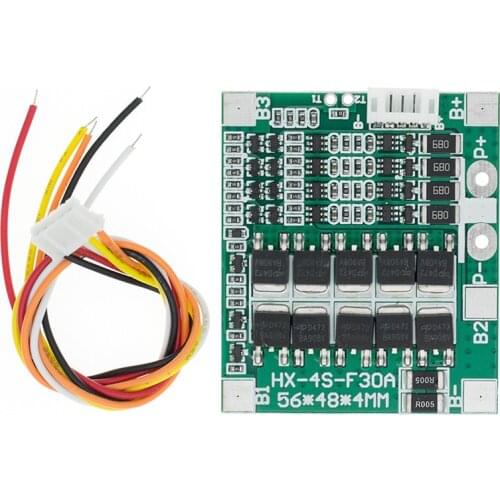 4S 30A 14.8V Li-ion Lithium 18650 Battery BMS Packs PCB Protection Board Balance Integrated Circuits 48x56mm Electronic Board