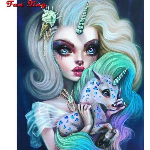 Diamond Painting Cartoon Lovely Girl 5D Full Square Rhinestones Picture Unicorn Diamond Mosaic Embroidery Home Decor Gift
