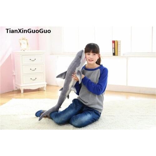 Large 100cm gray shark plush toy soft doll throw pillow birthday gift h2034