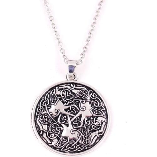 Solomon Viking Style Jewelry Necklace For Women Men Three Horse Pattern Triskele Sigils Link Chain Zinc Alloy Dropshipping