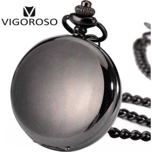 Black Alloy Vintage Anti Pocket Watch Steampunk Double Hunter Mechanical Skeleton Pocket Watch Chain Anniversary Gift