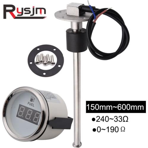 52mm Fuel Level Gauge Sensors 0-190ohm 240-33ohm Tank Float Switch Stainless Steel Water Tower Water Level Controller Sensor
