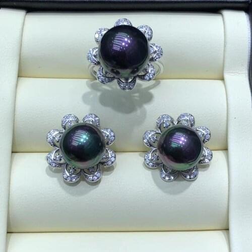 Flower 925 Sterling Silver Ring Earrings Mountings Findings Base Jewelry Set Mounts Settings Parts for Pearls Beads Crystal