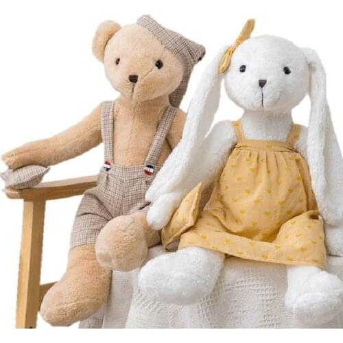 Long Ears & Long legs Bunny Baby Appease Toy Plushie Pajama Party Dress Brown Teddy Bear Plush Animals CuddlyToy Xmas Present
