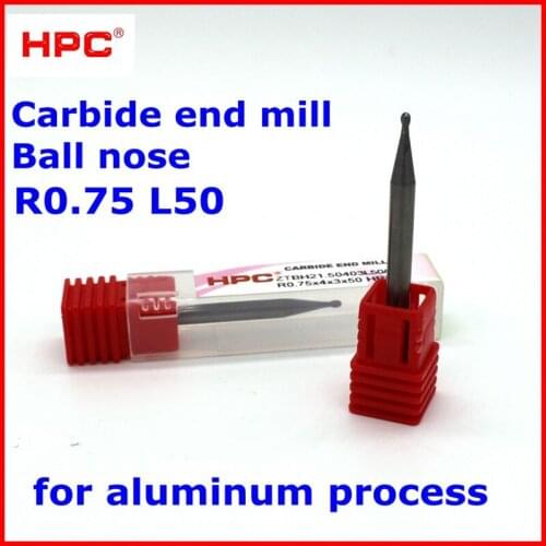 Hot sail 5pcs of R0.75 L50 ball nose aluminum process HRC55 tungsten solid carbide end mills cutter CNC machine tool