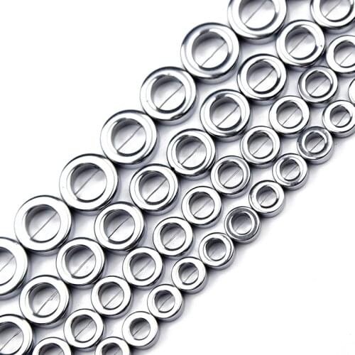 JHNBY 8/10/12/14mm Silvers Circle Shape Hematite Natural Stone Round Spacer Loose Beads For Jewelry Making Diy Pendant Findings