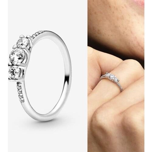925 Sterling Silver Pan Ring Creative Sparkling Crystal Cz Ring For Women Wedding Party Gift Fashion Jewelry