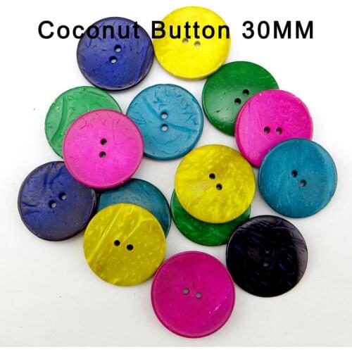20PCS 30MM Dyeing Coconut Buttons Fits Clothes Sewing Button Round Jewelry Accessory Charms Boots Coat Accessory ccb-079