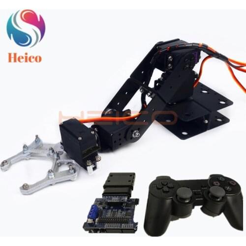 Metal 4 Dof Robot Arm Manipulator With Servo Remote Control Blutooth Control Mechanical Arm for DIY Steam Kit Robotic Model