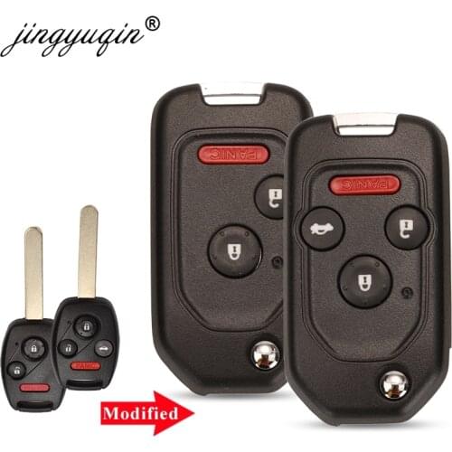 Jingyuqin 2/3/4BTN Modified Filp Remote Key Shell Fob Case For Honda Fit CRV Civic Insight Ridgeline HRV Jazz ACCORD 2003-2013