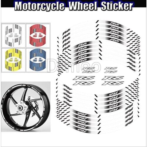 Motorcycle Wheel 16 PCS Stickers Motocross Reflective Waterporof Decals Rim Tape Strip For Yamaha YZFR6 YZF R6