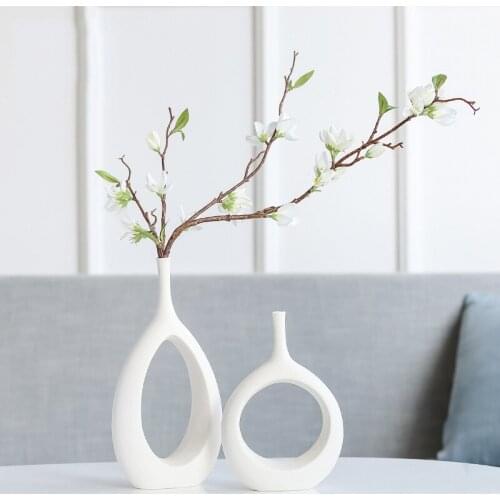 Desk Vase Flower Pot Ceramic Porcelain Wedding Flower Vase Arrangement Home Office Decoration TV Wine Cabinet Decorations Vases