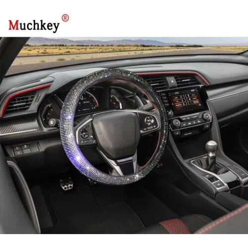 For Honda Civic 2020 New Diamond Leather Steering Wheel Cover Anti-Slip Wear-Resistant Auto Wheel Protector