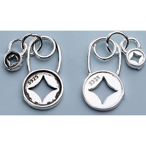 925 Sterling Silver Classic Style Lucky Lock Design Charms Bracelets Necklace Silver Dangle Pendants DIY Jewelry Making Gift